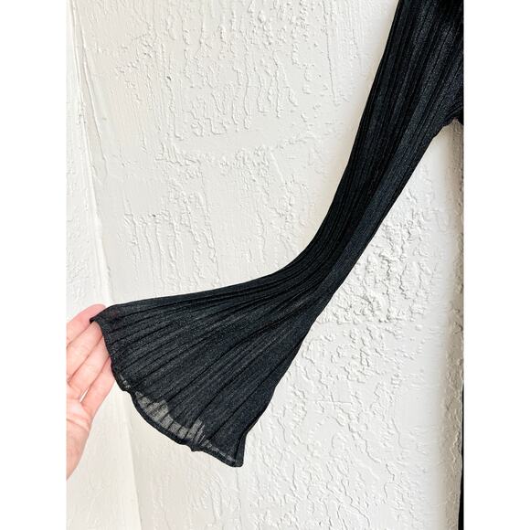 Suboo Crystal Bell Sleeve Plunging Wire Neck Maxi Dress Black Women's Size XS - Picture 5 of 11